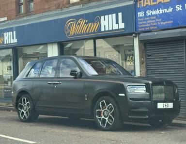UK Number Plate 2 EO on a 2021 Black Rolls Royce Cullinan Black Badge Auto
