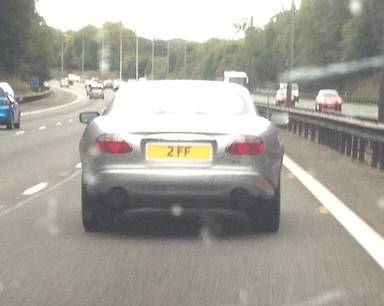UK Number Plate 2 FF on a 2003 Silver Jaguar