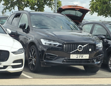 UK Number Plate 2 FK on a 2019 Black Volvo Xc60 Pstar Engrd T8 Phev Awd A
