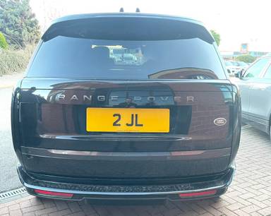 UK Number Plate 2 JL on a 2023 Black Land Rover Range Rover Autobio D Mhev A