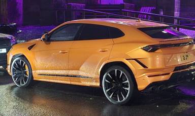 UK Number Plate 2 JP on a 2023 Orange Lamborghini