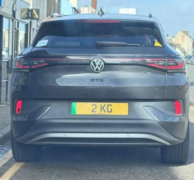 UK Number Plate 2 KG on a 2022 Grey Volkswagen Id4 Gtx Max