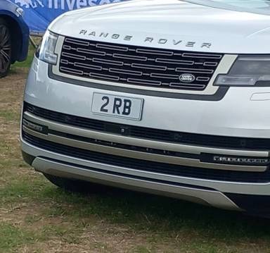 UK Number Plate 2 RB on a 2022 Silver Land Rover Range Rover Se D Mhev Auto
