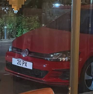 UK Number Plate 20 PX on a 2017 RED Volkswagen Golf