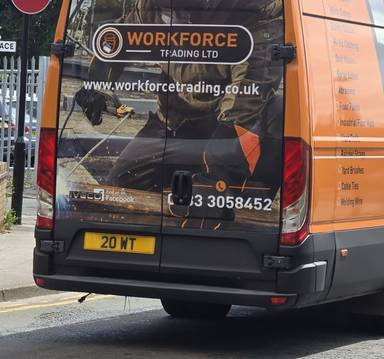UK Number Plate 20 WT on a 2025 Grey Iveco Daily