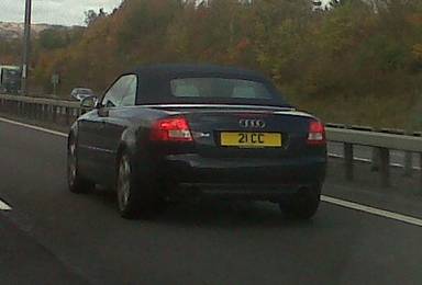 UK Number Plate 21 CC on a 2004 Blue Audi S4