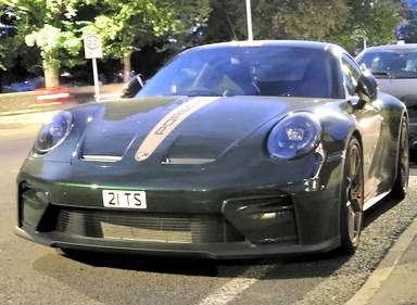 UK Number Plate 21 TS on a 2026 Green Porsche 911 Gt3 S-A