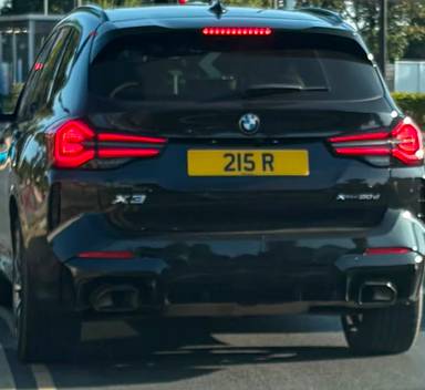 UK Number Plate 215 R on a 2023 Black BMW X3 Xdrive30d M Sport Mhev Auto
