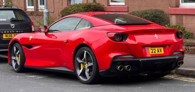 UK Number Plate 22 AV on a 2022 RED Ferrari Portofino M S-A