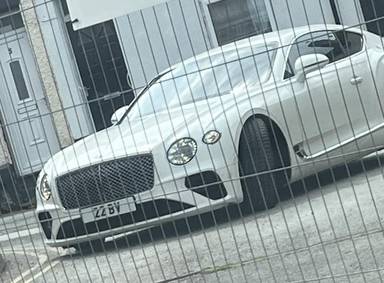 UK Number Plate 22 BV on a 2018 White Bentley Continental Gt