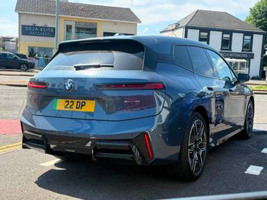 UK Number Plate 22 DP on a 2026 Blue BMW Ix Xdrive45 M Sport