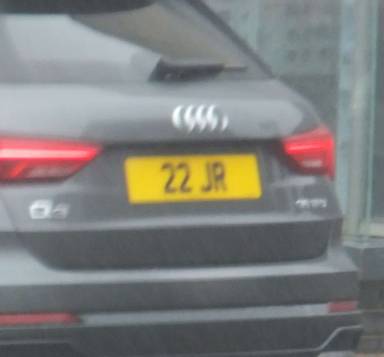 UK Number Plate 22 JR on a 2022 Grey Audi Q3 S Ln Blk Ed 35 Tfsi Mhev Sa