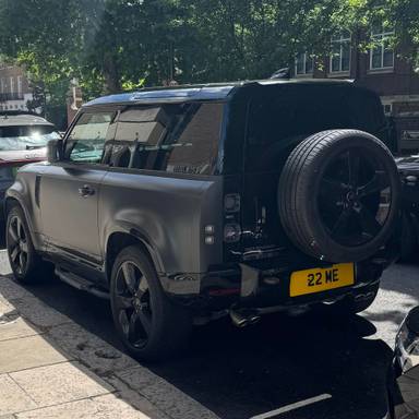 UK Number Plate 22 ME on a 2023 Grey Land Rover Defender V8 Carpathian Ed A