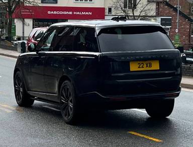 UK Number Plate 22 XB on a 2024 Black Land Rover Range Rover Autobio Phev Auto