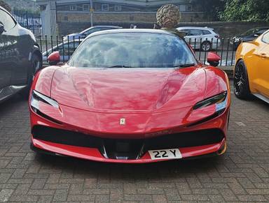 UK Number Plate 22 Y on a 2023 RED Ferrari Sf90 Stradale S-A