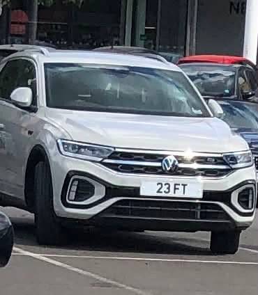 UK Number Plate 23 FT on a 2025 Grey Volkswagen T-Roc R-Line Tsi