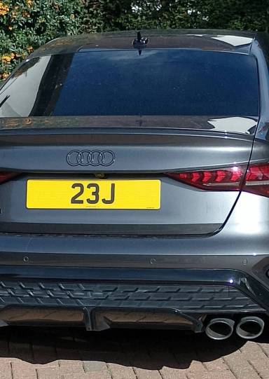 UK Number Plate 23 J on a 2024 Grey Audi S3 Black Edition Tfsi Quat Sa