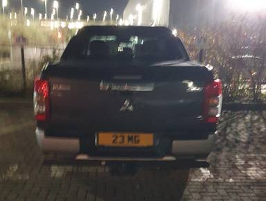 UK Number Plate 23 MG on a 2021 Grey Mitsubishi L200 Barbarian X Di-D Auto