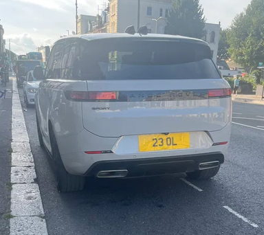 UK Number Plate 23 OL on a 2024 Grey Land Rover Range Rover Sprt Dyn Se Phev A