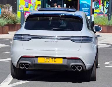 UK Number Plate 23 TC on a 2023 Grey Porsche Macan