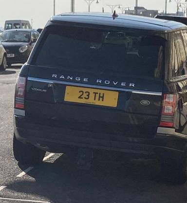 UK Number Plate 23 TH on a 2016 Black Land Rover Range Rover