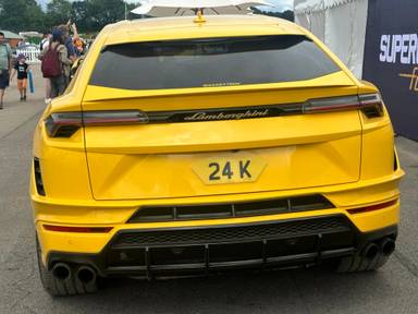 UK Number Plate 24 K on a 2023 Yellow Lamborghini Urus V8 Auto