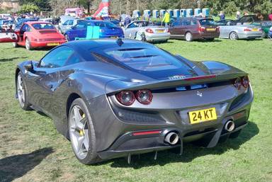 UK Number Plate 24 KT on a 2020 Grey Ferrari F8 Tributo S-A