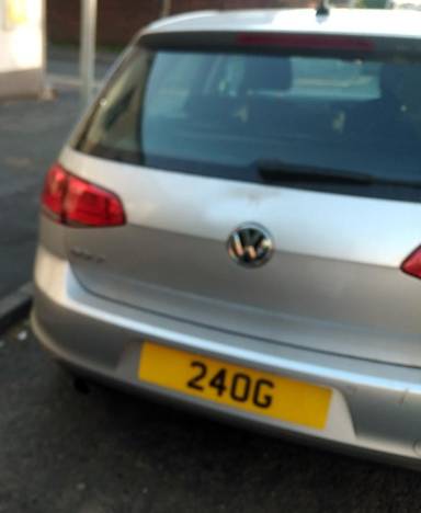 UK Number Plate 24 OG on a 2017 Silver Volkswagen Golf