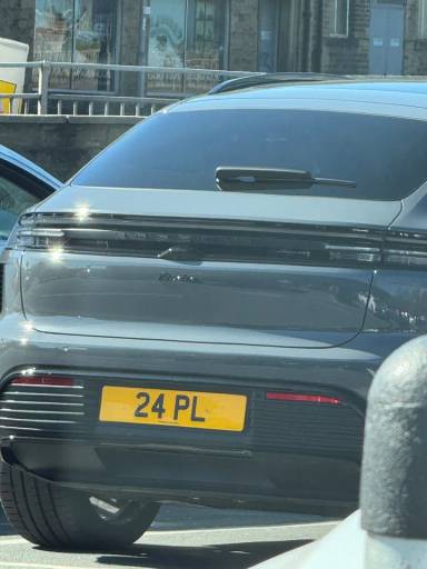 UK Number Plate 24 PL on a 2025 Grey Porsche Macan Turbo Electric