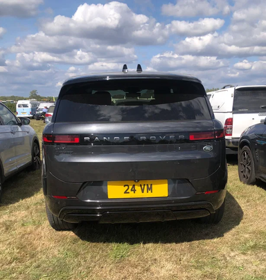 UK Number Plate 24 VM on a 2023 Grey Land Rover R-Rover Sport Autobio D Mhev A