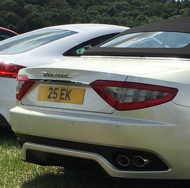 UK Number Plate 25 EK on a 2010 White Maserati Grancabrio Auto