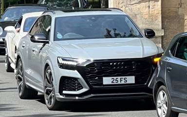 UK Number Plate 25 FS on a 2022 Grey Audi Rs Q8 Vsprung Tfsi Mhev Quat A