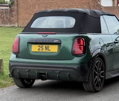 UK Number Plate 25 NL on a 2025 Green Mini John Cooper Works Auto