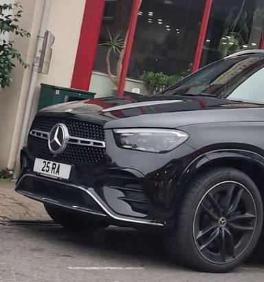 UK Number Plate 25 RA on a 2024 Black Mercedes-Benz Gle 450 Amg Lne Prm+ Mhev 4m A