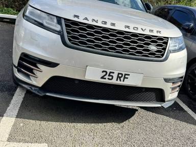 UK Number Plate 25 RF on a 2017 Gold Land Rover Range Rover Velar
