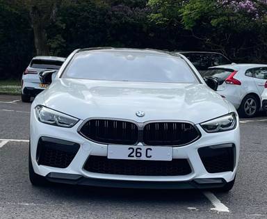 UK Number Plate 26 C on a 2023 White BMW M8 Competition Auto