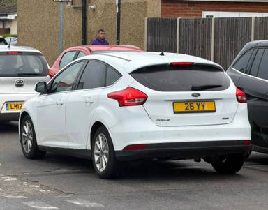 UK Number Plate 26 YY on a 2015 White Ford Focus