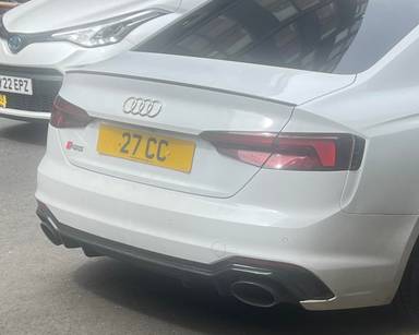 UK Number Plate 27 CC on a 2018 White Audi A5