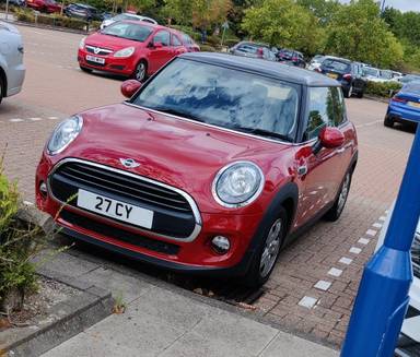 UK Number Plate 27 CY on a 2017 RED Mini ONE