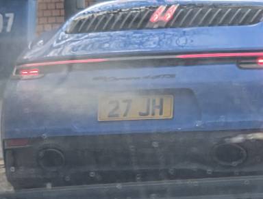 UK Number Plate 27 JH on a 2023 Blue Porsche 911 Carrera 4 Gts S-A