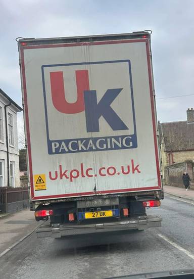 UK Number Plate 27 UK on a 2018 White Daf Trucks Lf 290 Fa