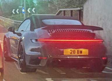 UK Number Plate 28 BW on a 2024 Grey Porsche 911 Turbo S-A