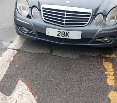 UK Number Plate 28 K on a 2008 Grey Mercedes E