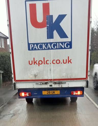 UK Number Plate 28 UK on a 2019 White Nissan Nv400