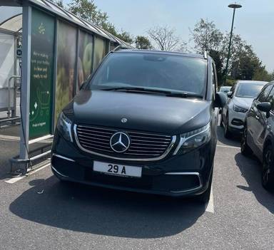 UK Number Plate 29 A on a 2021 Black Mercedes-Benz Eqv 300 Sport Premium