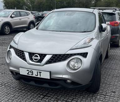UK Number Plate 29 JT on a 2017 Silver Nissan Juke