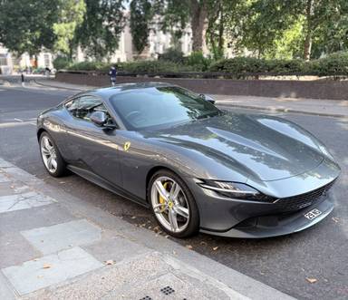 UK Number Plate 29 NS on a 2021 Grey Ferrari Roma S-A