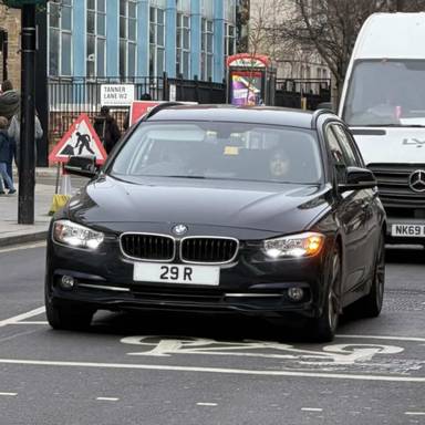 UK Number Plate 29 R on a 2016 Black BMW 3 Series