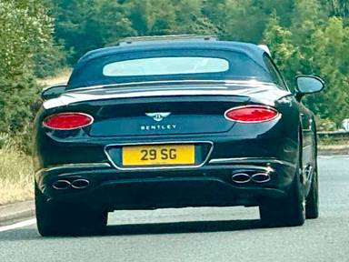 UK Number Plate 29 SG on a 2023 Blue Bentley Continental Gt V8 Auto