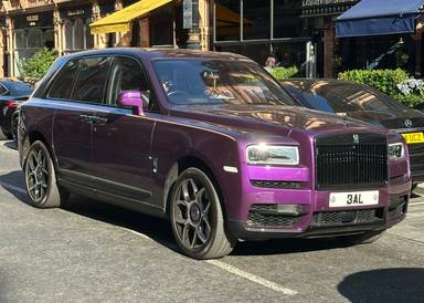 UK Number Plate 3 AL on a 2023 Purple Rolls Royce Cullinan Black Badge Auto